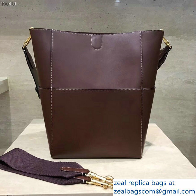 Celine Sangle Bucket Bag In Natural Calfskin Burgundy - Click Image to Close