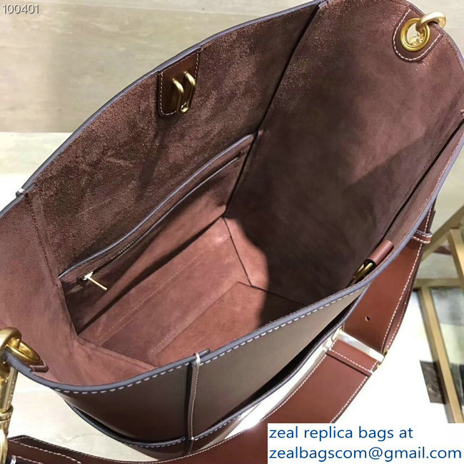 Celine Sangle Bucket Bag In Natural Calfskin Burgundy