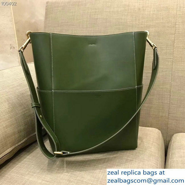 Celine Sangle Bucket Bag In Natural Calfskin Green