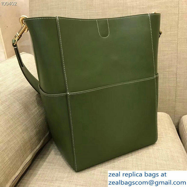 Celine Sangle Bucket Bag In Natural Calfskin Green