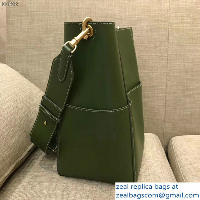 Celine Sangle Bucket Bag In Natural Calfskin Green