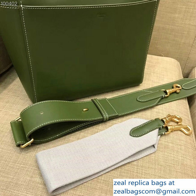 Celine Sangle Bucket Bag In Natural Calfskin Green