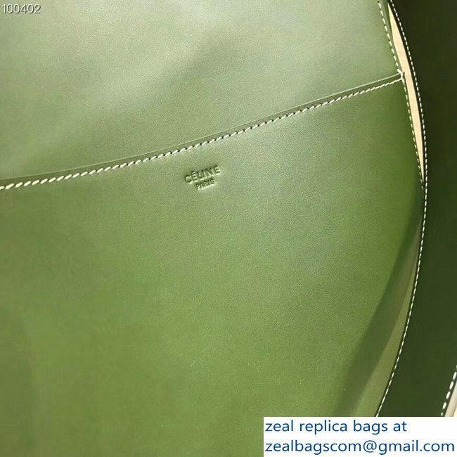Celine Sangle Bucket Bag In Natural Calfskin Green