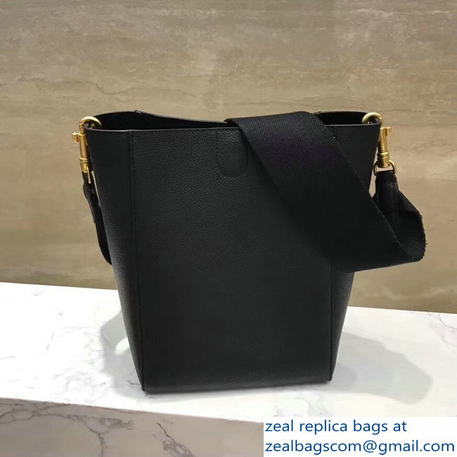 Celine Sangle Small Bucket Bag In Soft Grained Calfskin Black