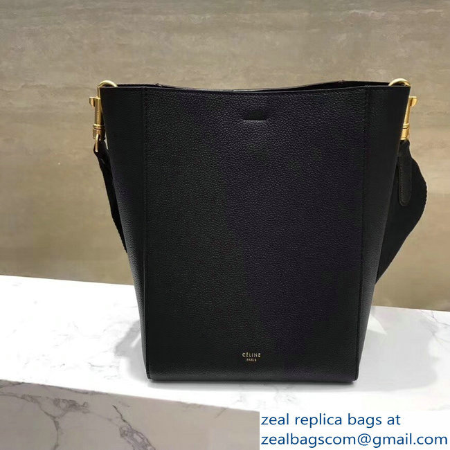 Celine Sangle Small Bucket Bag In Soft Grained Calfskin Black