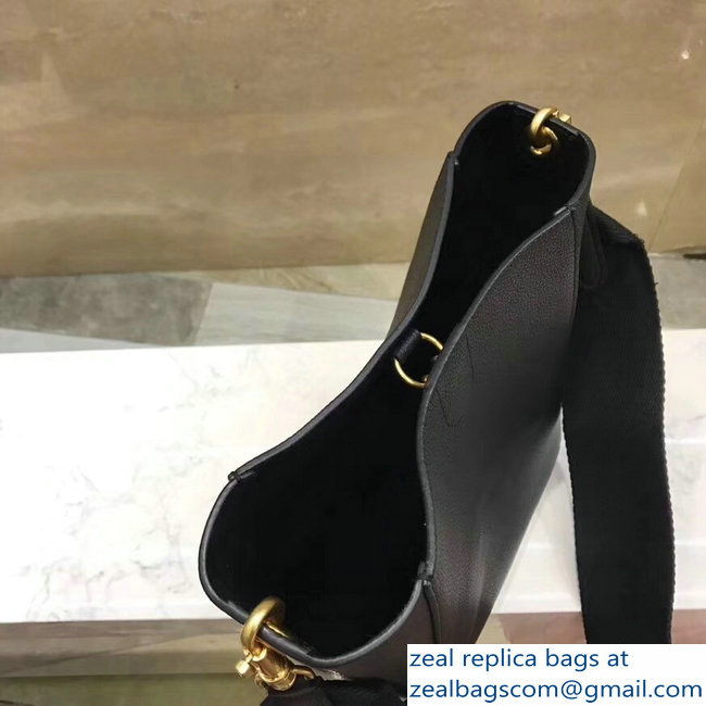 Celine Sangle Small Bucket Bag In Soft Grained Calfskin Black