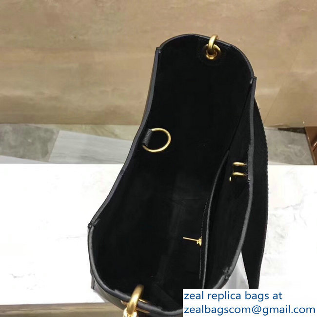 Celine Sangle Small Bucket Bag In Soft Grained Calfskin Black