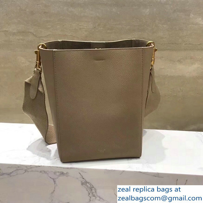 Celine Sangle Small Bucket Bag In Soft Grained Calfskin Dune