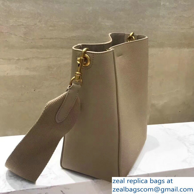 Celine Sangle Small Bucket Bag In Soft Grained Calfskin Dune