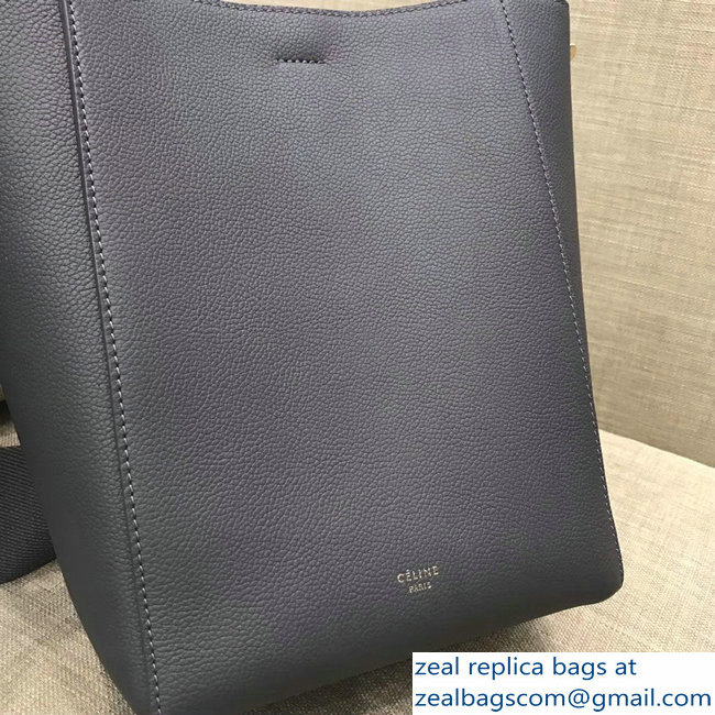 Celine Sangle Small Bucket Bag In Soft Grained Calfskin Gray