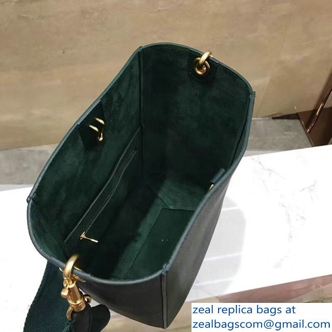 Celine Sangle Small Bucket Bag In Soft Grained Calfskin Green