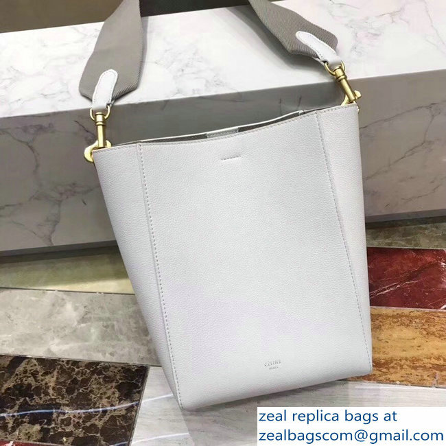 Celine Sangle Small Bucket Bag In Soft Grained Calfskin White - Click Image to Close