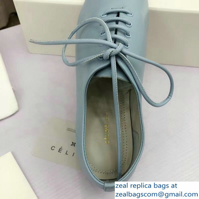 Celine Soft Dance Lace-Up Flats In Nappa Lambskin Baby Blue 2018