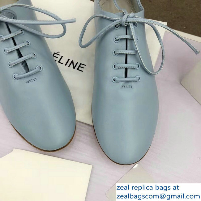 Celine Soft Dance Lace-Up Flats In Nappa Lambskin Baby Blue 2018