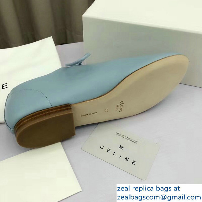 Celine Soft Dance Lace-Up Flats In Nappa Lambskin Baby Blue 2018 - Click Image to Close