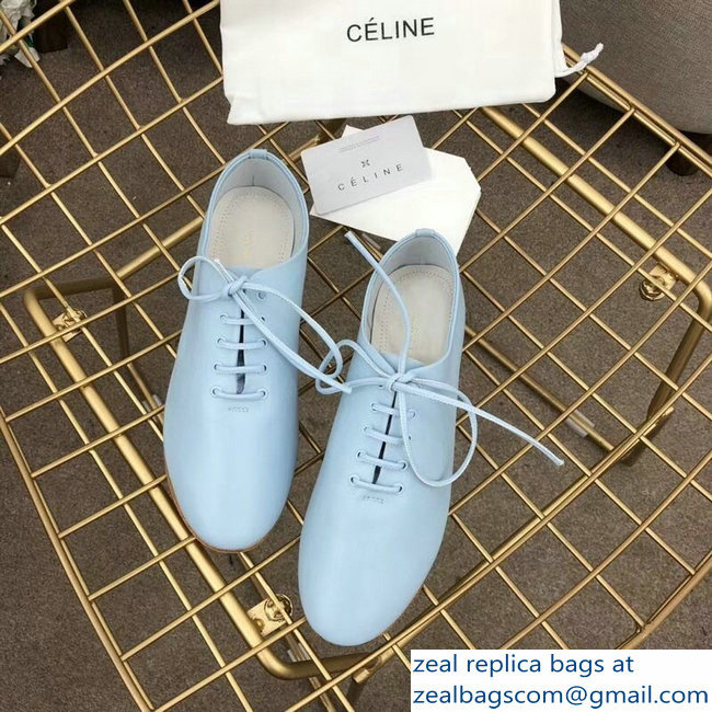 Celine Soft Dance Lace-Up Flats In Nappa Lambskin Baby Blue 2018