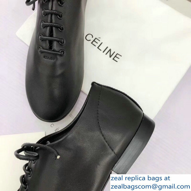Celine Soft Dance Lace-Up Flats In Nappa Lambskin Black 2018 - Click Image to Close