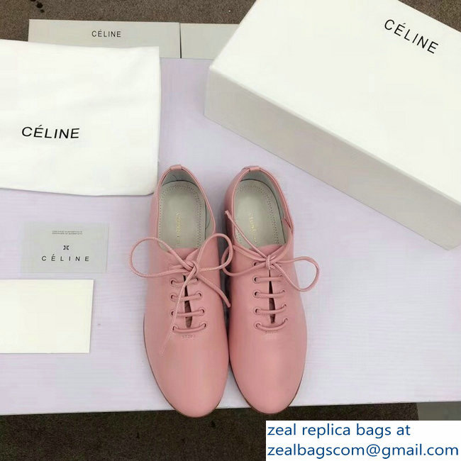 Celine Soft Dance Lace-Up Flats In Nappa Lambskin Pink 2018