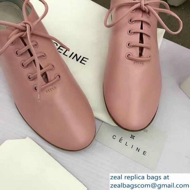 Celine Soft Dance Lace-Up Flats In Nappa Lambskin Pink 2018