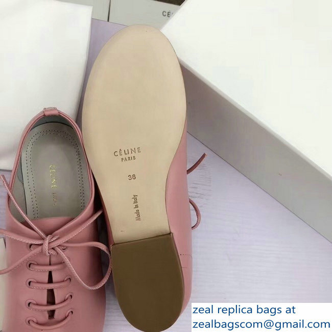 Celine Soft Dance Lace-Up Flats In Nappa Lambskin Pink 2018