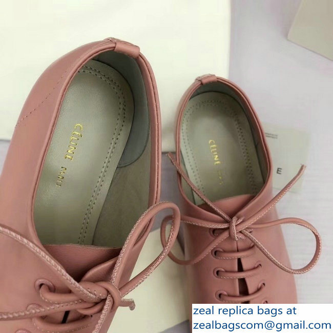 Celine Soft Dance Lace-Up Flats In Nappa Lambskin Pink 2018