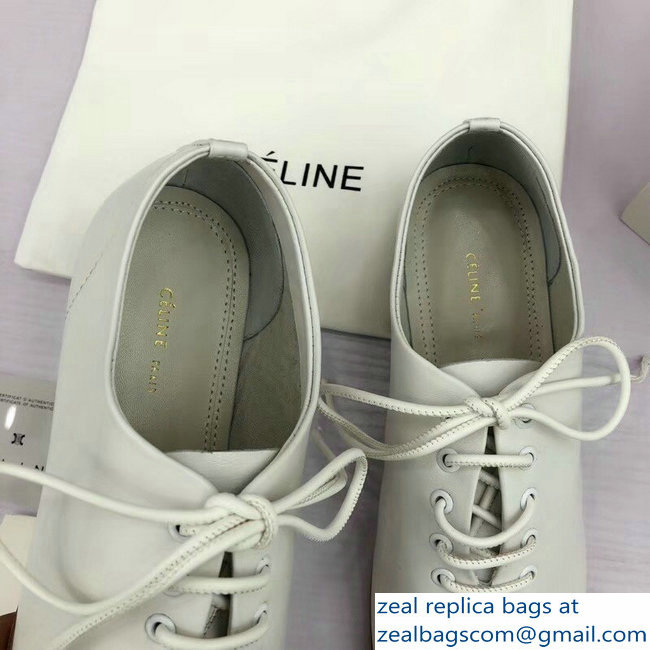Celine Soft Dance Lace-Up Flats In Nappa Lambskin White 2018