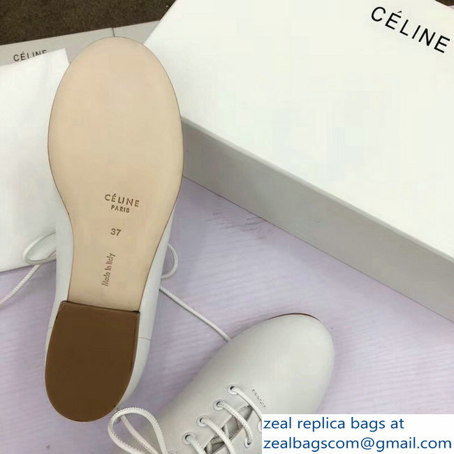 Celine Soft Dance Lace-Up Flats In Nappa Lambskin White 2018