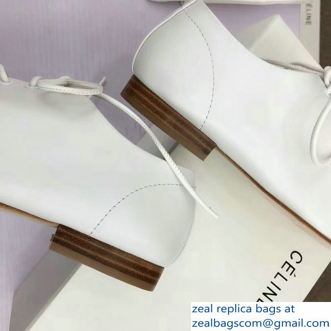 Celine Soft Dance Lace-Up Flats In Nappa Lambskin White 2018