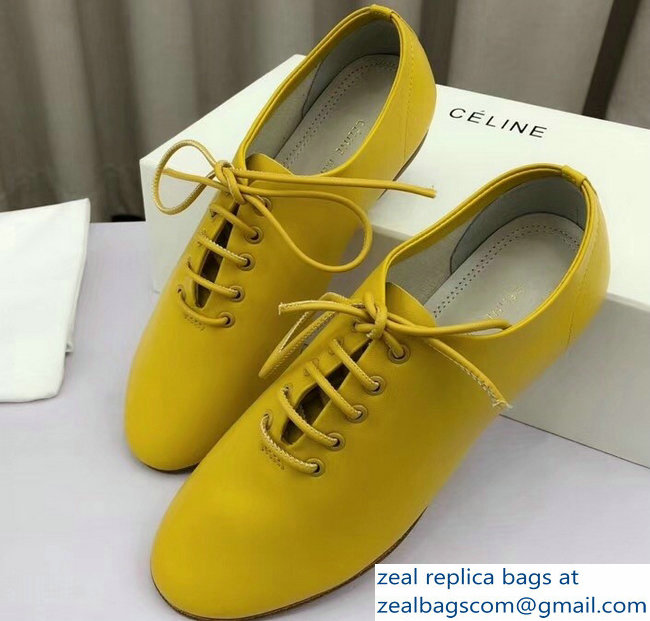 Celine Soft Dance Lace-Up Flats In Nappa Lambskin Yellow 2018