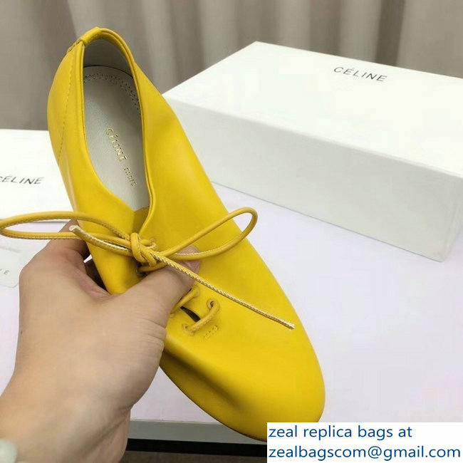 Celine Soft Dance Lace-Up Flats In Nappa Lambskin Yellow 2018