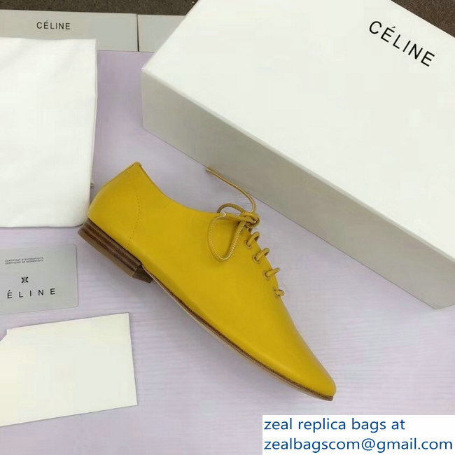 Celine Soft Dance Lace-Up Flats In Nappa Lambskin Yellow 2018