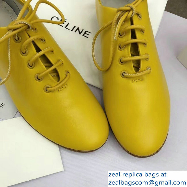 Celine Soft Dance Lace-Up Flats In Nappa Lambskin Yellow 2018