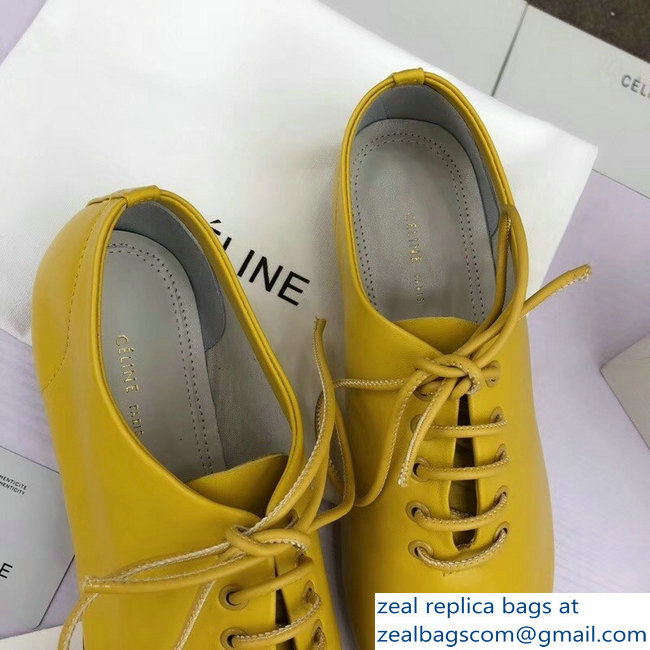 Celine Soft Dance Lace-Up Flats In Nappa Lambskin Yellow 2018