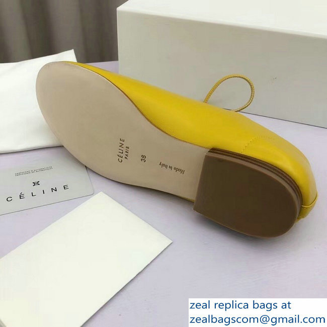 Celine Soft Dance Lace-Up Flats In Nappa Lambskin Yellow 2018