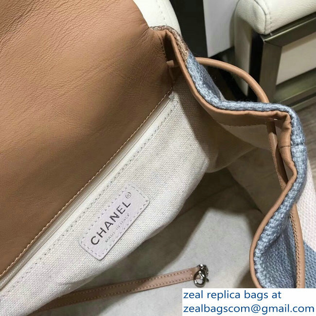 Chanel Braided Handle Chevron Canvas Backpack Bag A95104 Beige 2018 - Click Image to Close