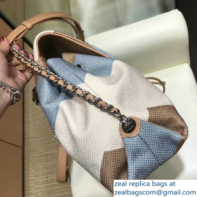 Chanel Braided Handle Chevron Canvas Backpack Bag A95104 Beige 2018 - Click Image to Close