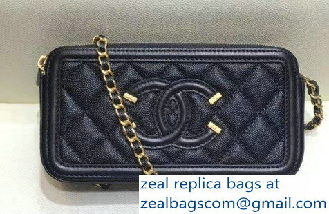 Chanel CC Filigree Grained Clutch with Chain Bag Black 2018