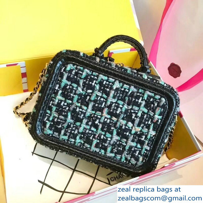 Chanel CC Filigree Tweed and Python Vanity Case Mini Bag 01 2018