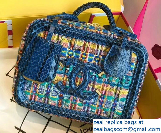 Chanel CC Filigree Tweed and Python Vanity Case Mini Bag 03 2018