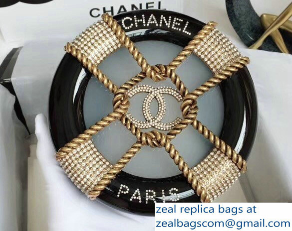 Chanel Chain Resin/Strass Minaudiere Bag A94672 Black 2018