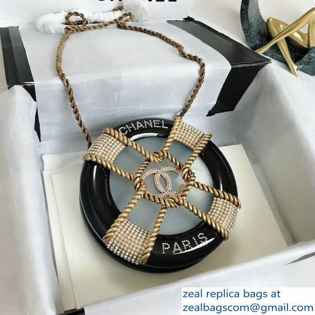 Chanel Chain Resin/Strass Minaudiere Bag A94672 Black 2018