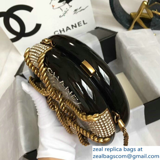 Chanel Chain Resin/Strass Minaudiere Bag A94672 Black 2018