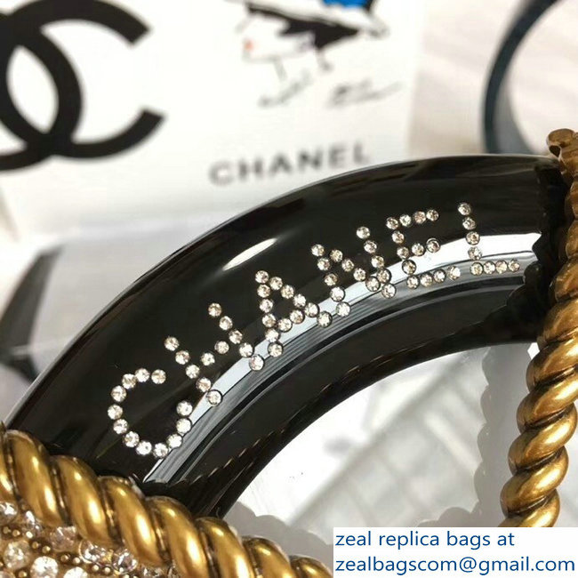 Chanel Chain Resin/Strass Minaudiere Bag A94672 Black 2018