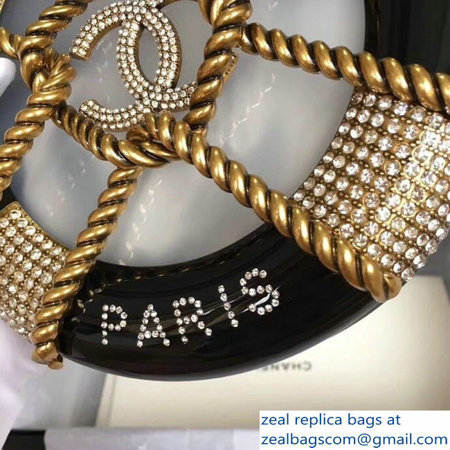 Chanel Chain Resin/Strass Minaudiere Bag A94672 Black 2018