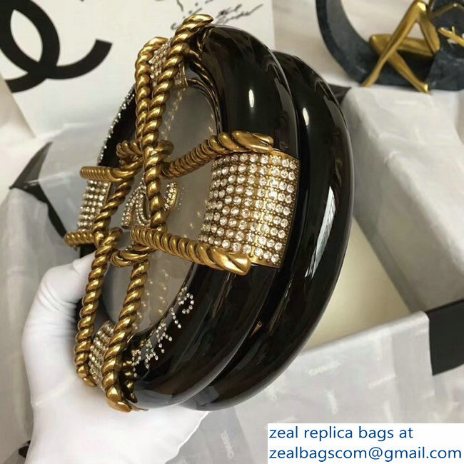 Chanel Chain Resin/Strass Minaudiere Bag A94672 Black 2018