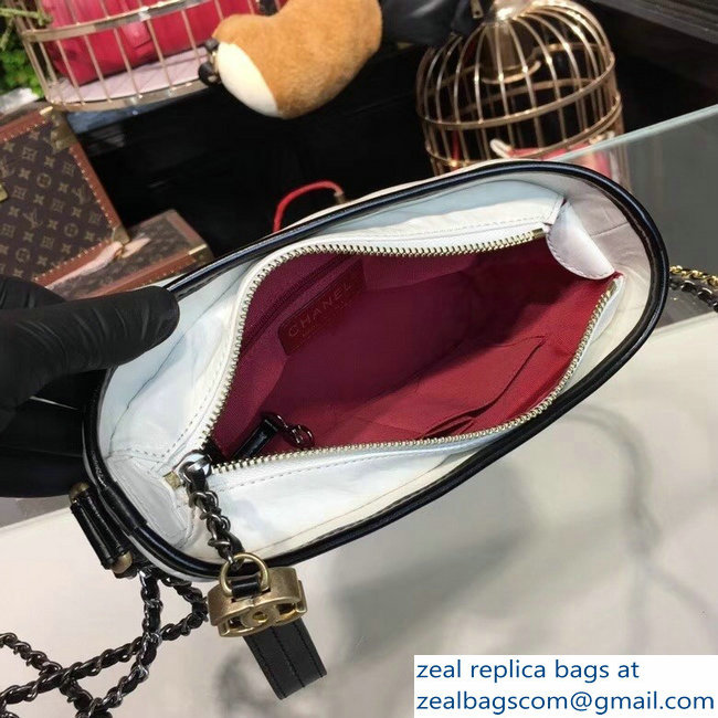 Chanel Chevron Gabrielle Small Hobo Bag A91810 White/Black 2018