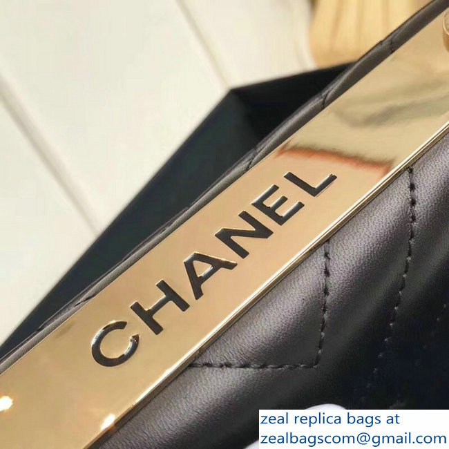 Chanel Chevron Trendy CC Wallet On Chain Flap Bag Black 2018 - Click Image to Close