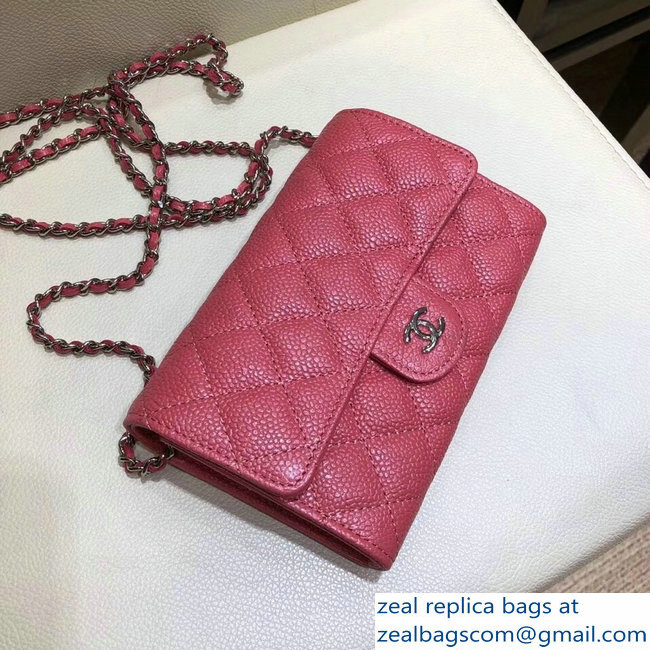 Chanel Classic Clutch with Chain WOC Bag A84512 Grained Calfskin Pink/Silver 2018