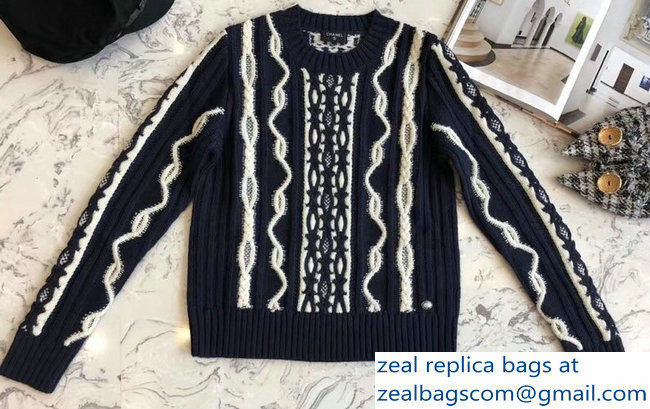 Chanel Dark Blue/Creamy Sweater 2018