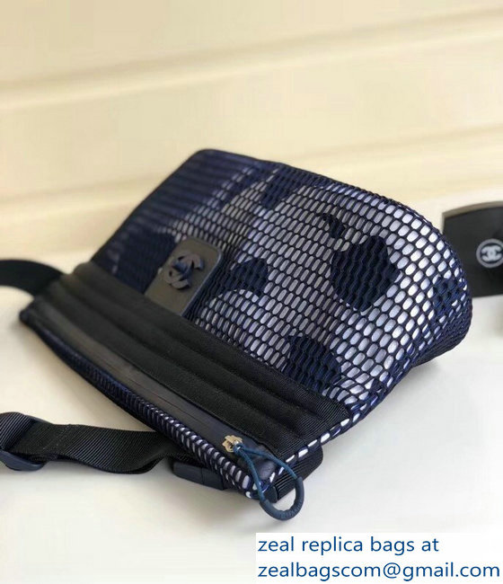 Chanel Fabric/Mesh Sporty CC Waist Chest Bag Silver/Navy Blue